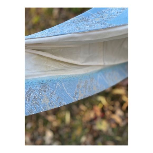 Vintage 50s Metallic Ice Blue Formal Gown Dress Maxi Silver Threads Cheongsam - Picture 11 of 14